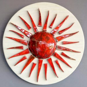 ceramic red sun wall deco