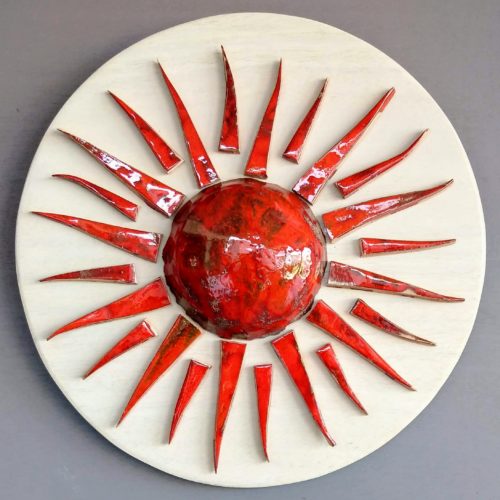 ceramic red sun wall deco